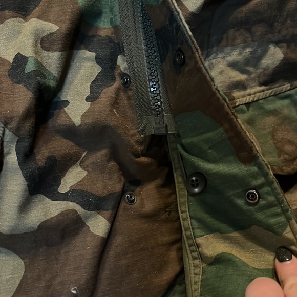 Vintage US Army Woodland Camo Field Jacket Coat Cold Weather sz Small long - Picture 3 of 11